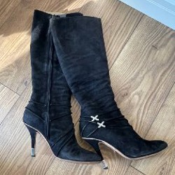 Винтажные замшевые сапоги - фото 2