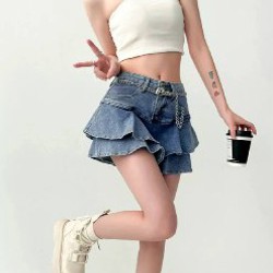 Джинсовая юбка с шортами - фото 3