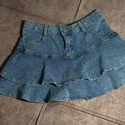 Джинсовая юбка с шортами - фото 2