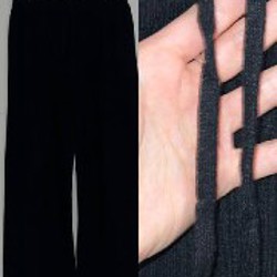 Вязаные чёрные штаны с завязками на поясе - фото 2