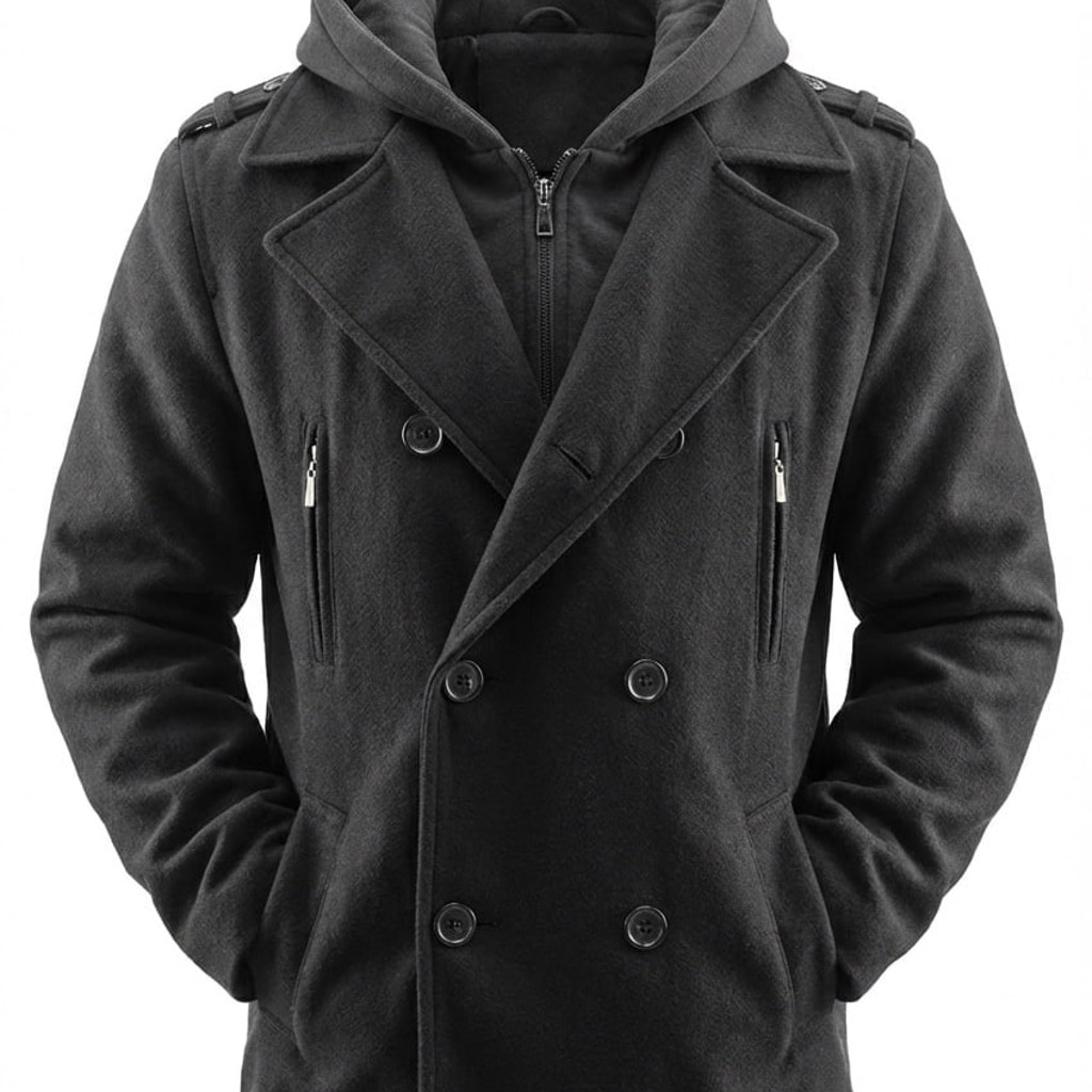 Чёрное теплое пальто