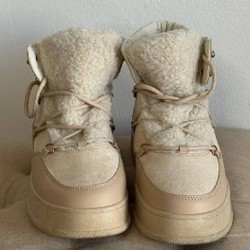 Ботинки бежевые теплые с мехом - фото 2