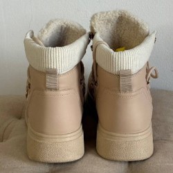 Ботинки бежевые теплые с мехом - фото 3