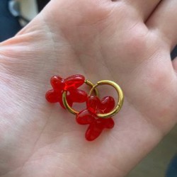 Серьги с красным стеклом - фото 2