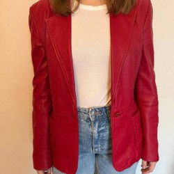 Винтажный кожаный пиджак - фото 4