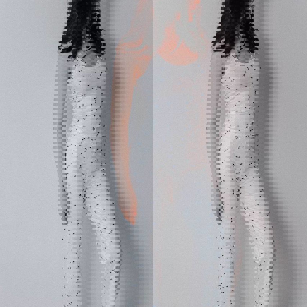 Пижама двойка в рубчик с васильками