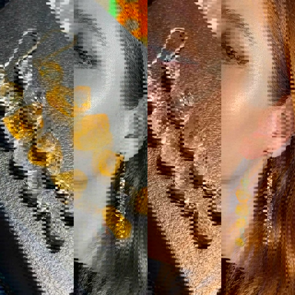 Серебряные серьги с цитрином