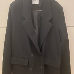 Пиджак черный двубортный - фото 2