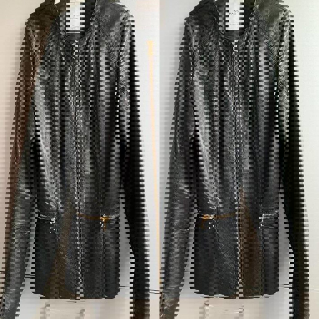 Кожаная куртка MANGO