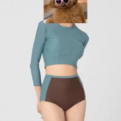 Светло-зеленый пляжный вязанный костюм - фото 1