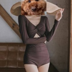 Светло-зеленый пляжный вязанный костюм - фото 3