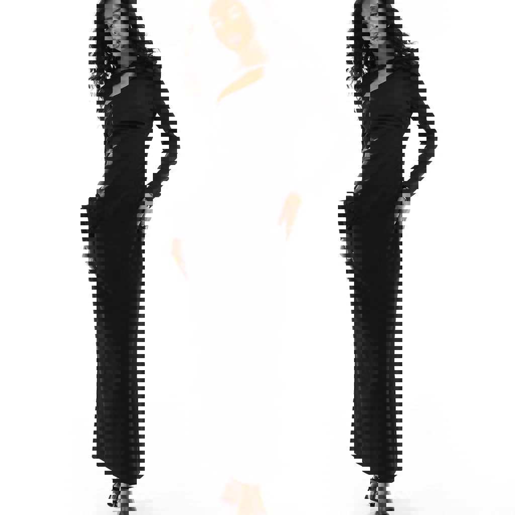 Платье макси с бантом и вырезом