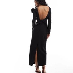 Платье макси с бантом и вырезом - фото 2