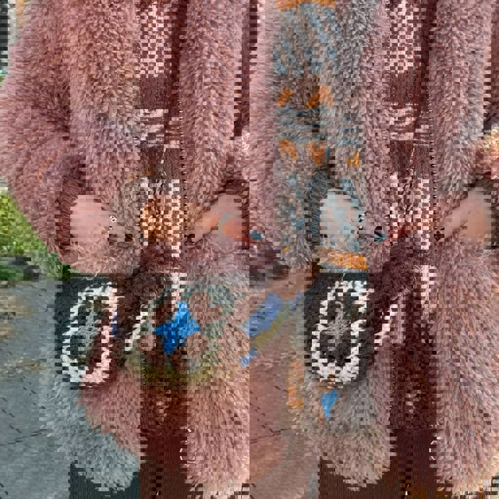 Пушистая розовая куртка-тедди