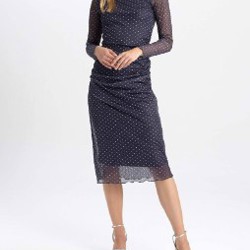 Платье синее с горошками - фото 1