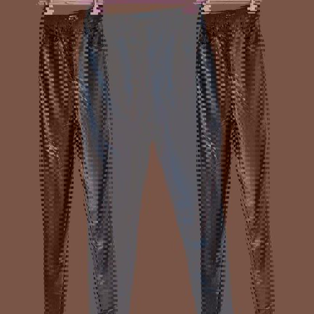 Коричневые кожаные брюки