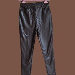 Коричневые кожаные брюки - фото 1