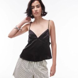 Черный атласный топ - фото 1