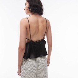 Черный атласный топ - фото 2