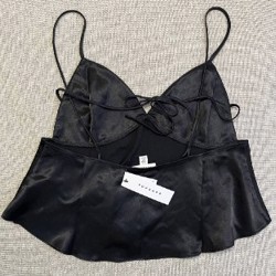 Черный атласный топ - фото 3