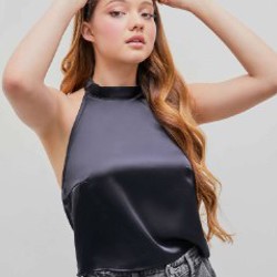 Черный атласный топ - фото 8
