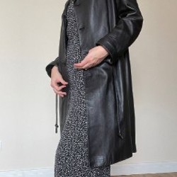 Винтажный кожаный плащ - фото 4