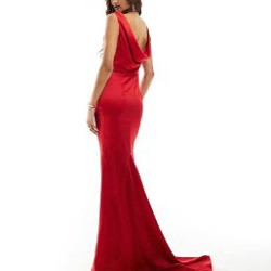 Jarlo атласное макси платье (красное) - фото 1
