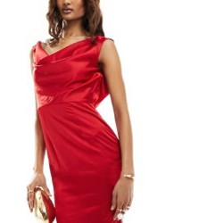 Jarlo атласное макси платье (красное) - фото 2