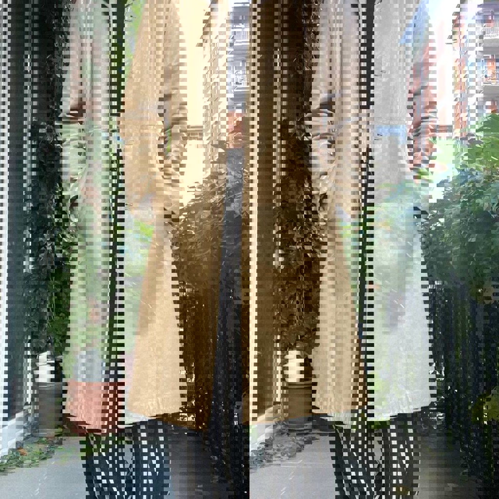 Винтажный кожаный плащ