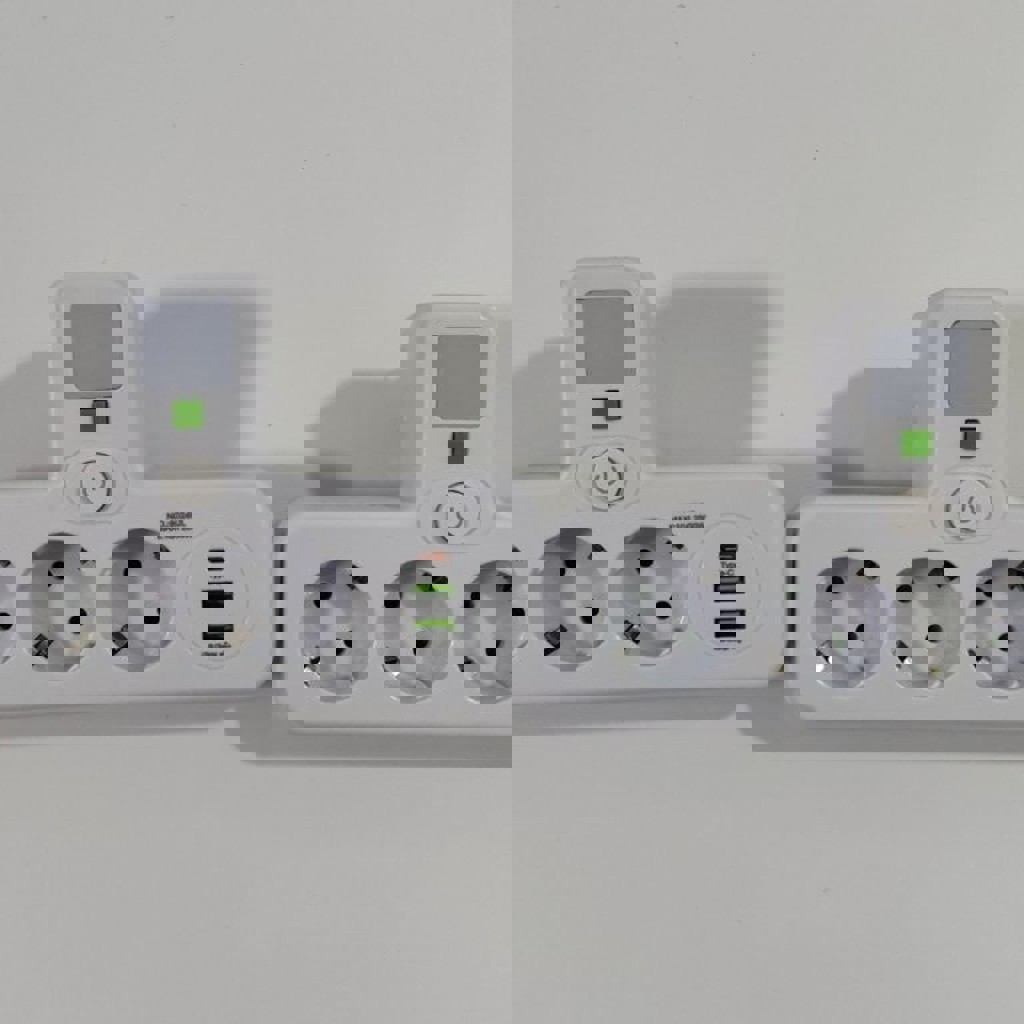 Розетка Тройник с USB и фонариком