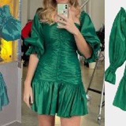 Кожанное бордовое платье - фото 1