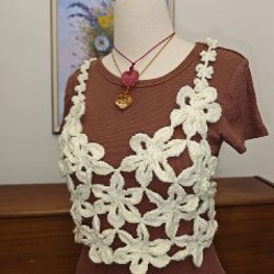 Цветочный вязаный топ - фото 5