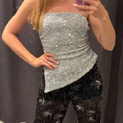 Серебряный топ в пайетках - фото 2
