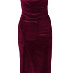 Бордовое бархатное платье - фото 1