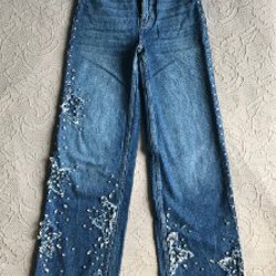 Джинсы, расшитые камнями - фото 4