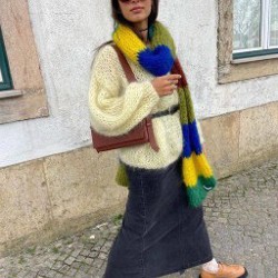 Шарф шерстяной ручной вязки - фото 4