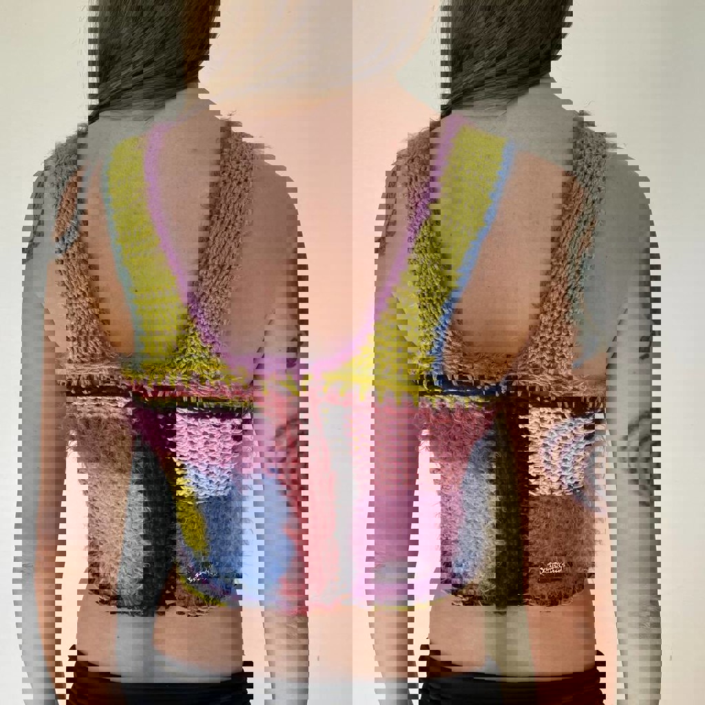 Цветной пушистый топ patchwork