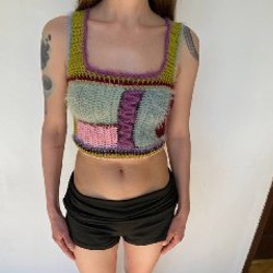 Цветной пушистый топ patchwork - фото 2