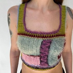 Цветной пушистый топ patchwork - фото 3