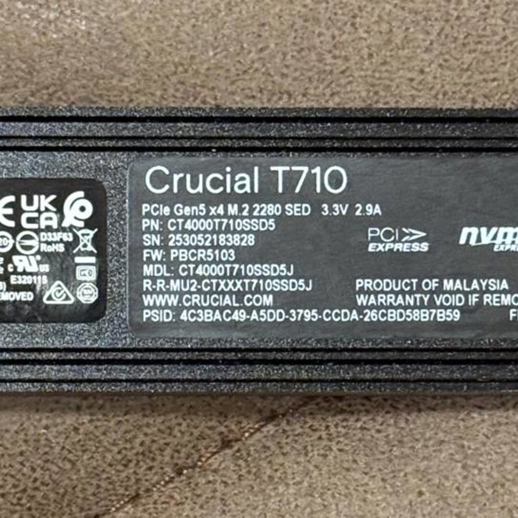 Crucial T710 4TB NVMe M.2 SSD