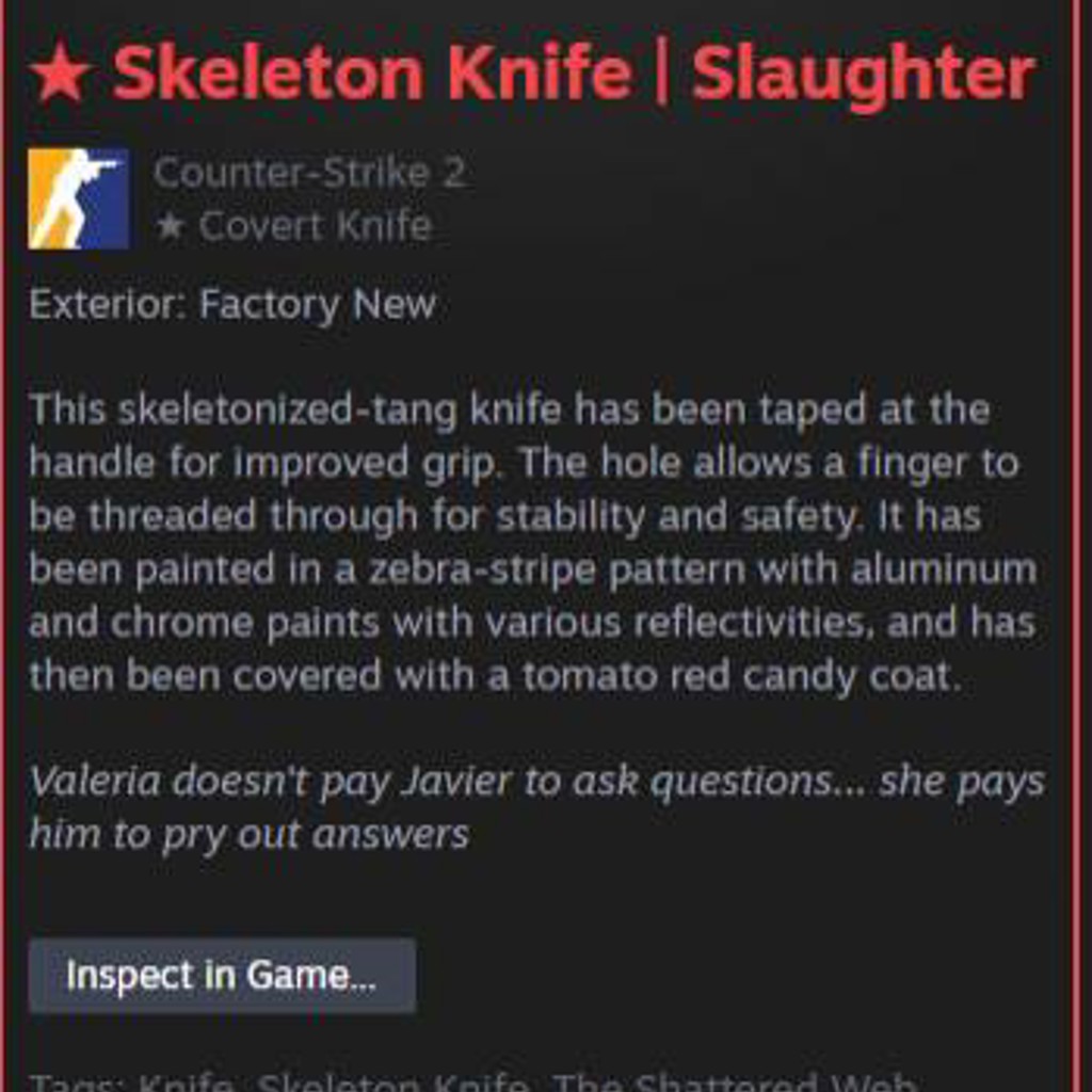 ★ Skeleton Knife | Slaughter (Factory New)