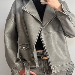 Куртка кожаная серая - фото 2