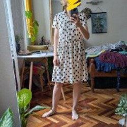 Винтажное платье белое в черные сердечки - фото 2