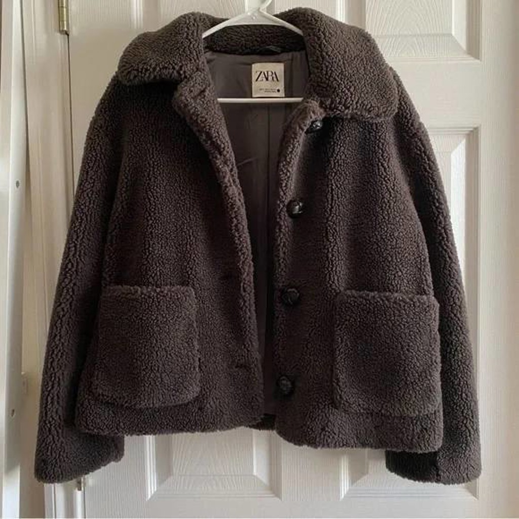 Шуба тедди ZARA шоколадного цвета