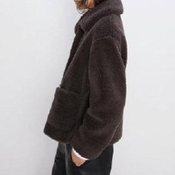 Шуба тедди ZARA шоколадного цвета - фото 3