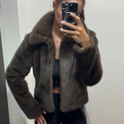 Шуба тедди ZARA шоколадного цвета - фото 6