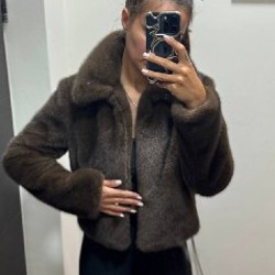 Шуба тедди ZARA шоколадного цвета - фото 7