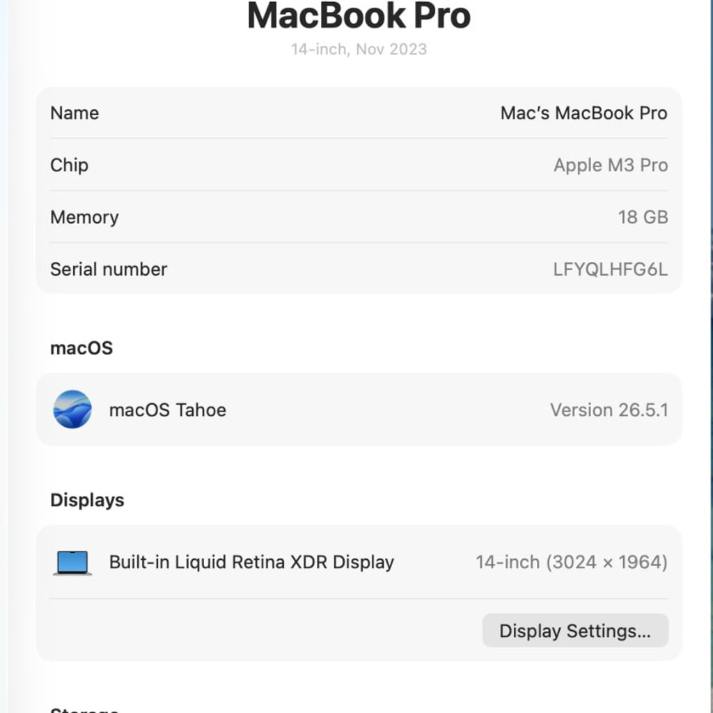 Macbook Pro 14' M3 Pro
