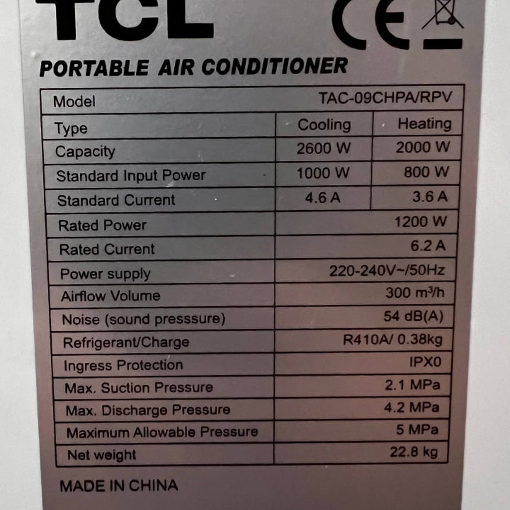 Мобильный кондиционер TCL TAC-09CHPA/RPV