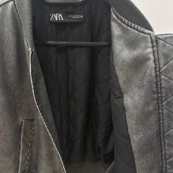 Кожаный бомбер Zara - фото 3